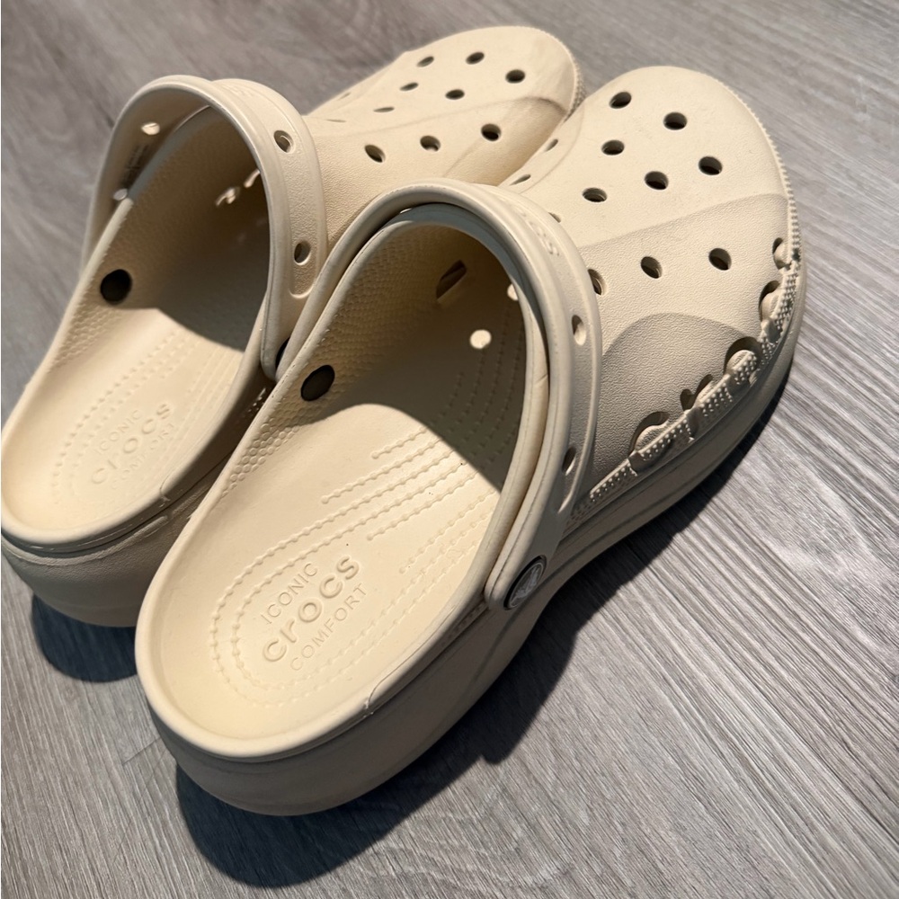 Beige Platform Crocs Women’s Size 10